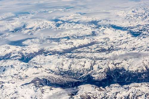 Aerial view of snowy mountains