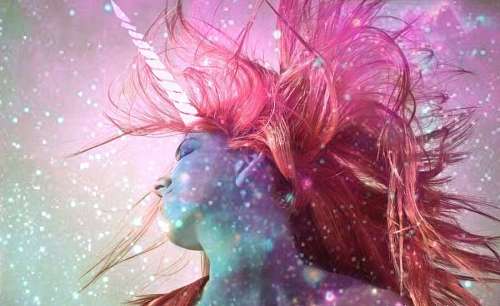 Woman with unicorn horn