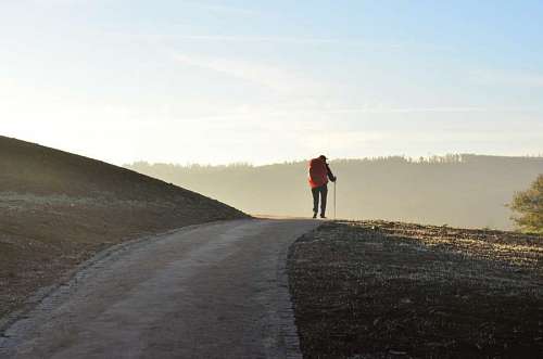 hiker A man trekking in the mountain