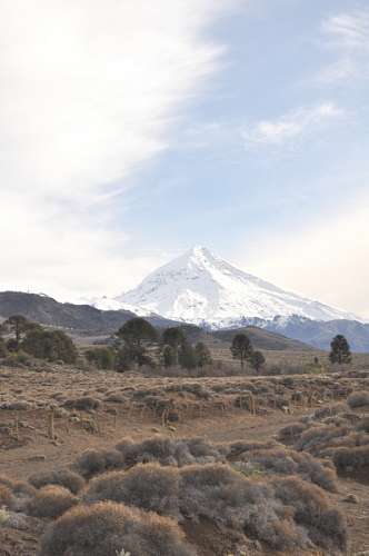 Patagonia, Neuquen, volcano, lanin snow landscape,