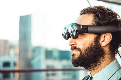 businessman using futuristic glasses