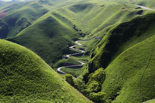 asphalt Winding curvy road in the mountains