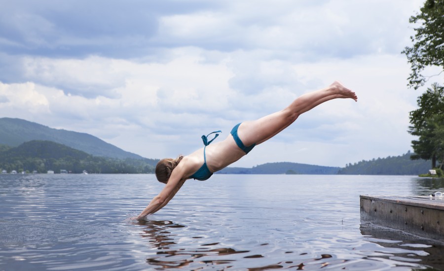 nailed, swimming, lake, sport, woman, young, one person, outdoor, exterior, landscape,