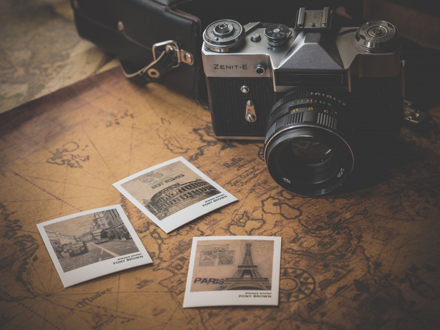 travel, vacations, travel, concept, nobody, composition, photographic, europe, Eiffel Tower, coliseum, rome, paris, vintage, camera, camera, travel guides,