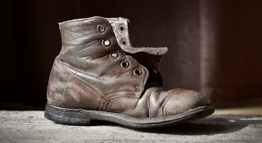 shoe, old, ancient, leather, worn, one, brown, clothing, footwear,