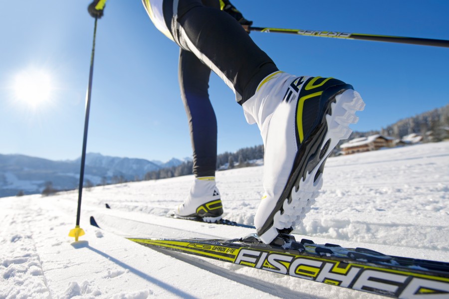 ski, sport, winter, shoes, snow, skiing, blue sky, vacation, one person, people,