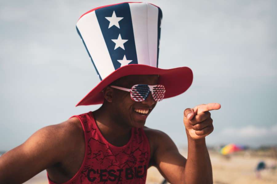 american, independence, usa, day, america, holiday, july, celebration, happy, national, flag, united, freedom, blue, background, red, patriotic, fourth, 4th, patriotism, greeting, design, 4th of july, event, white, states, united states, independence day, country, celebrate, history, nation, 4, fourth of july, liberty, july 4th, july fourth, 4th of july background, flag usa, united states flag, man,hat, pointing, 