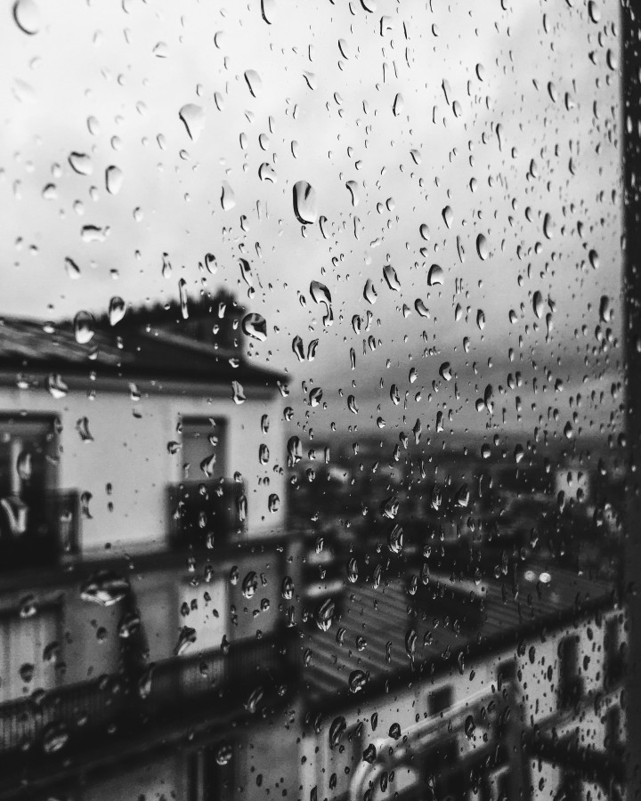 rain, drops, window, drop, white and black, day, bad weather, rainy, urban, sadness, melancholy, nobody,