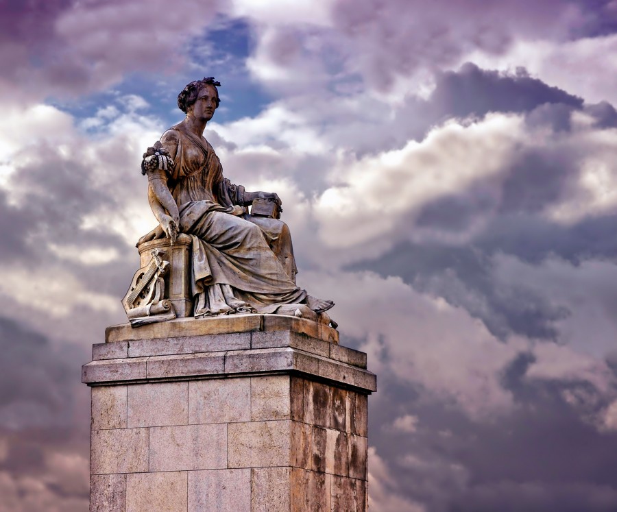 Paris, france, monument, sculpture, abundantia, landmark, art, artistic, sky, clouds, landscape