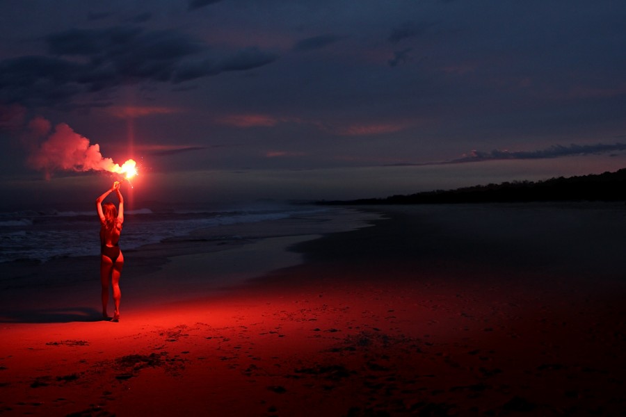 beach, torch, fire, juggling, summer, night, night, flare, woman, a person, rescue, sign, danger,