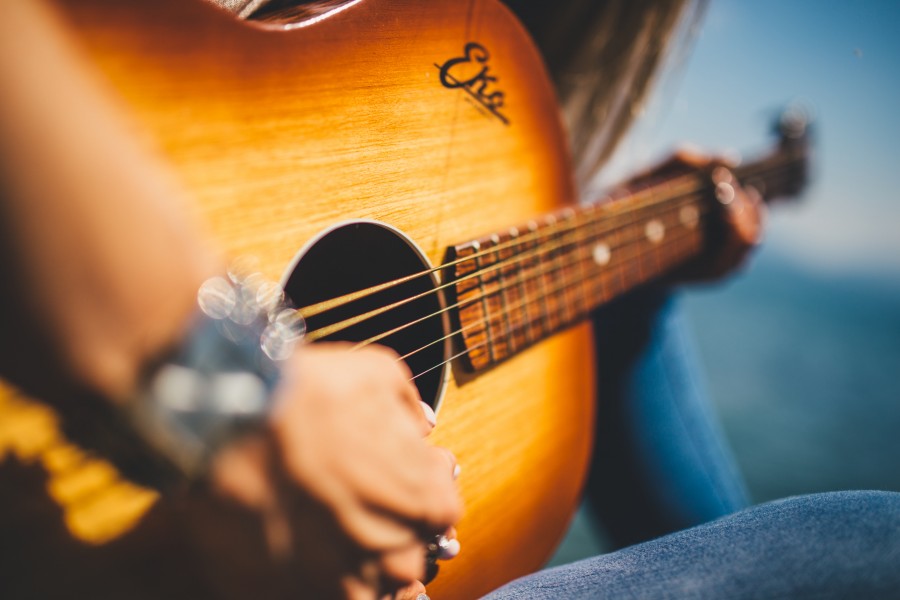 guitar, music, instrument, strings, hands