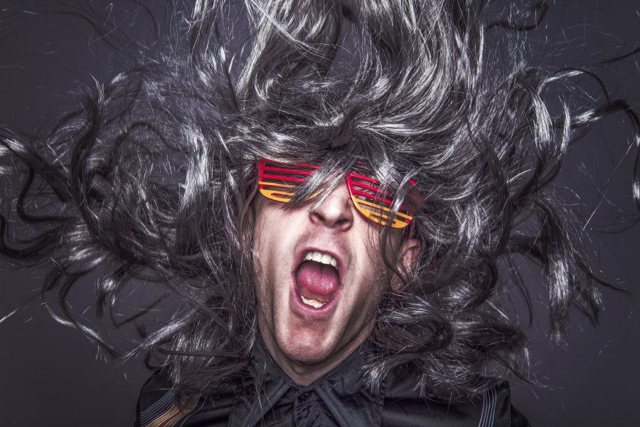 man, wig, rock, rock start, rock star, music, hair, funny, fashion, adult, music, open mouth, yell, scream,