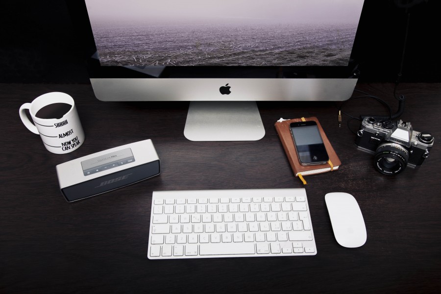 splitshire, mac, technology, monitor, computer, computer, nobody, coffee, cup, measure, camera, photography, design, work, desk,