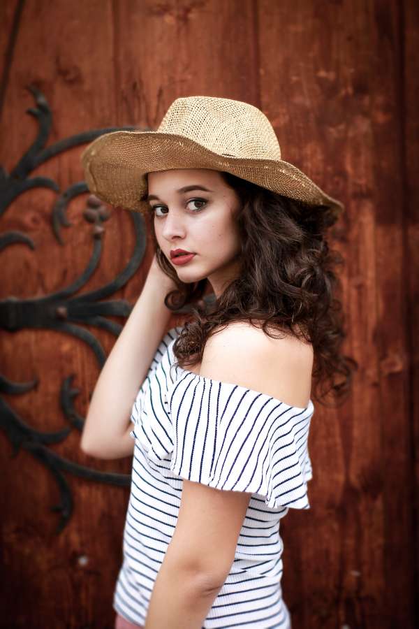 fashion, woman, young, posing, hat, outside, day, one person, beauty, model, 
