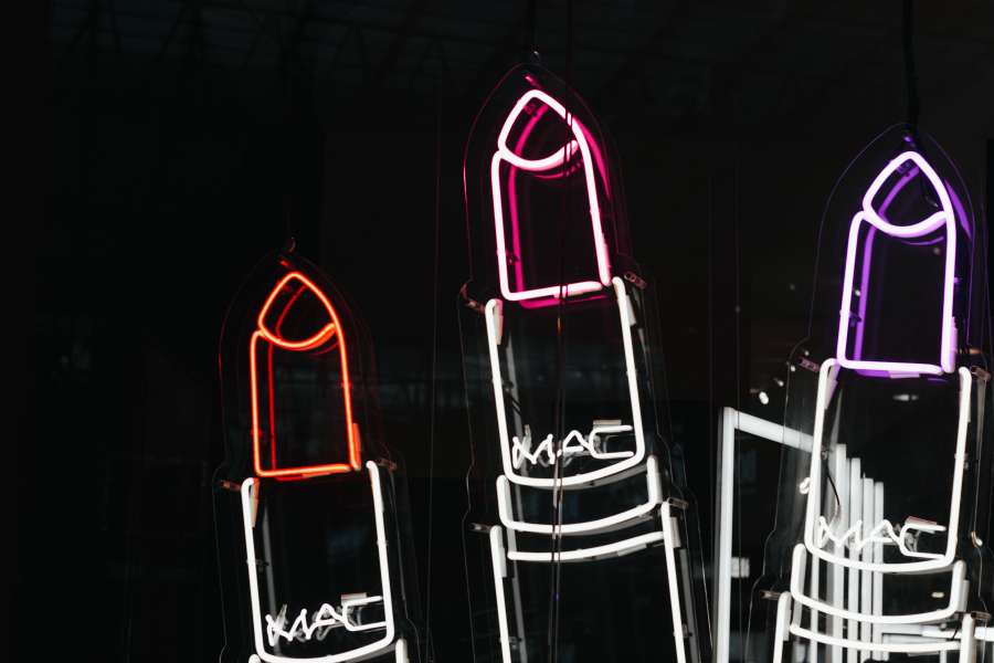 Lipstick, Neon, Sign, Shop, Store, City, Urban, Dark, Night, Makeup