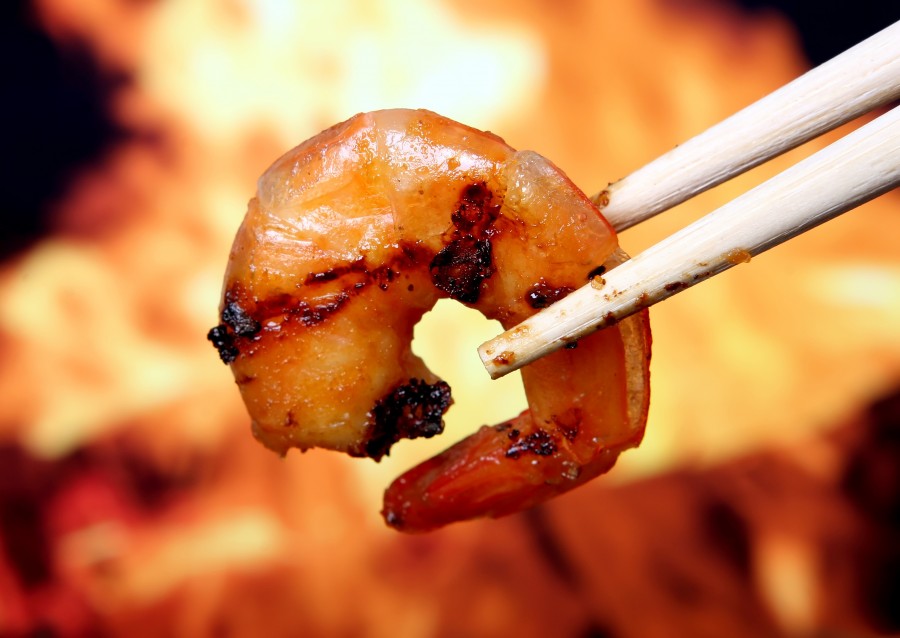 shrimp, roast, food, chopsticks, fire, cooking, gourmet, sandwich, seafood,