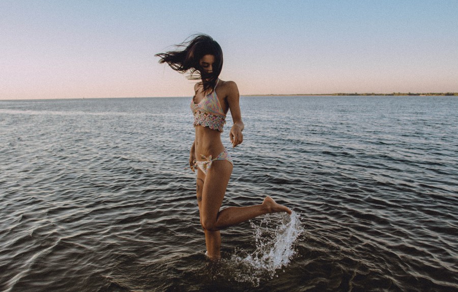 woman, one person, people, water, sea, coast, summer, young, beauty, 20 years old, playing,