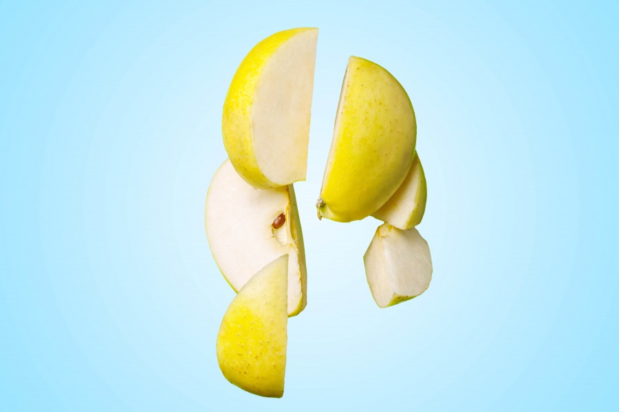 splitshire, fruit, fruits, half, halves, apple, green, piece, food, healthy,