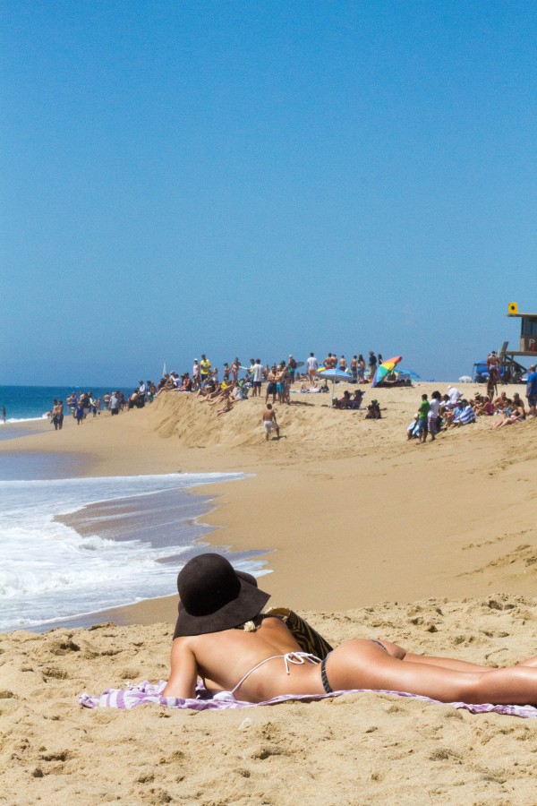 tanned, woman, sunbathing, sunbathe, sunbathing, summer, beach, young, 20 years, summertime, health, concept, vacation, relax, hat, 