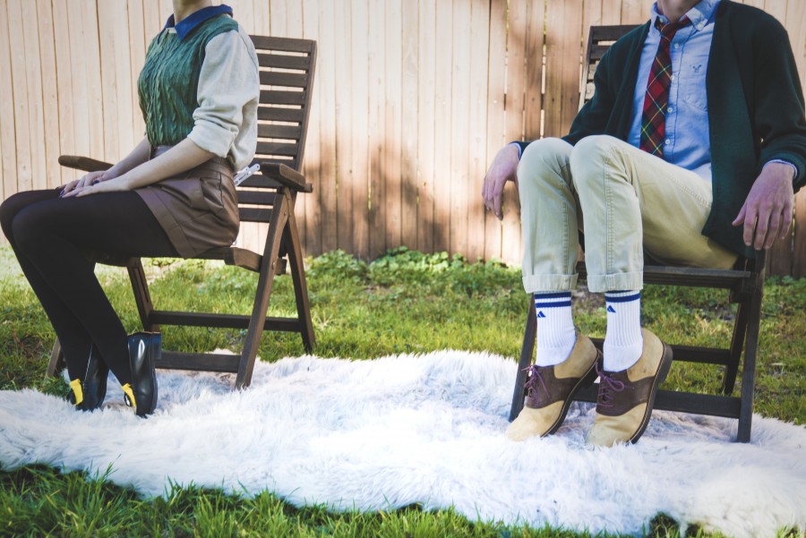 two, people, man, woman, outdoor, garden, outdoor, day, fashion, fashion, young, carpet, style, clothing,