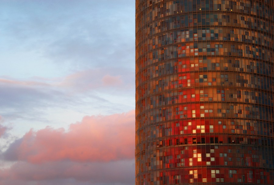 building, architecture, red, sunset, night, modern, mirror,