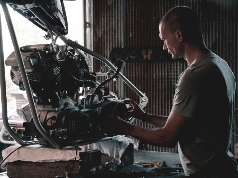 industry, man, mechanic, engine, car, occupation, auto, repair, work, tool, equipment, shop, worker, metal, machine