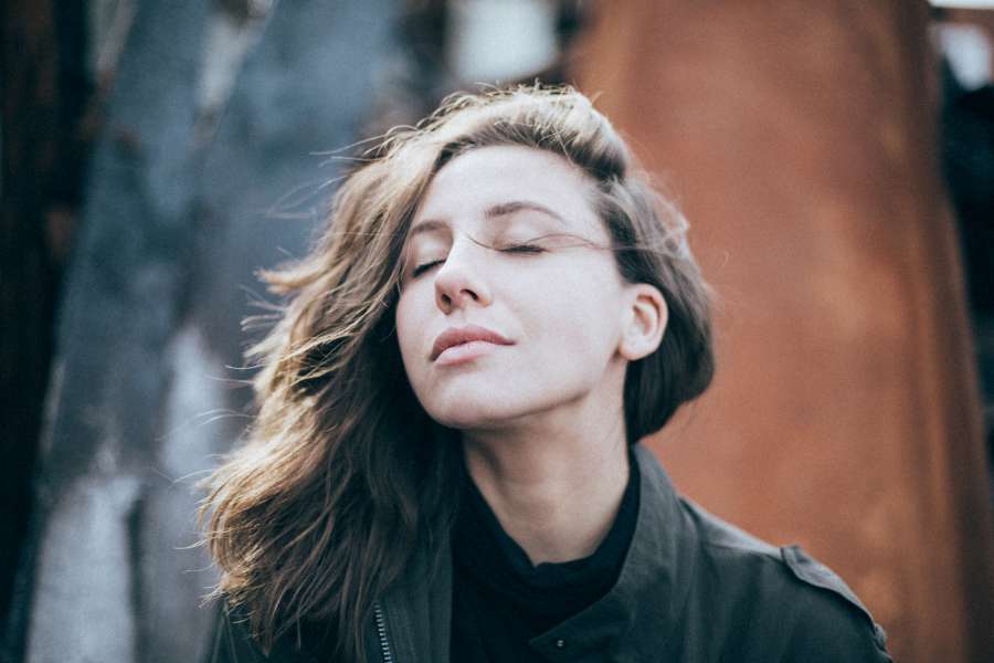 young, portrait, beautiful, woman, girl, female, model, face, adult, background, isolated, beauty, pretty, attractive, white, one, happy, person, calm, people, lifestyle, cute, caucasian, eyes, care, fresh, closed, casual, skin, smile, clean, gesture, healthy, fashion, stylish, studio, natural, hair, cheerful, brunette, closeup, style, youth, sweater, student,, peace,  