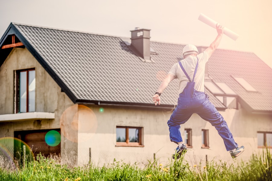 architect, builder, house, flat, architecture, man, adult, joy, jump, professional,