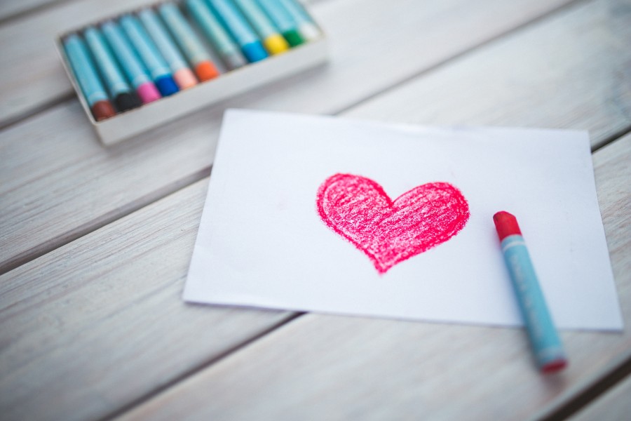 heart, love, oil pastels, art, creative, paper, drawing, romance, letter, crayon, red, draw, feeling, 