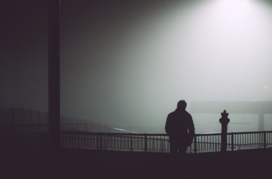 man, fog, night, mystery, adult, outdoor, night,