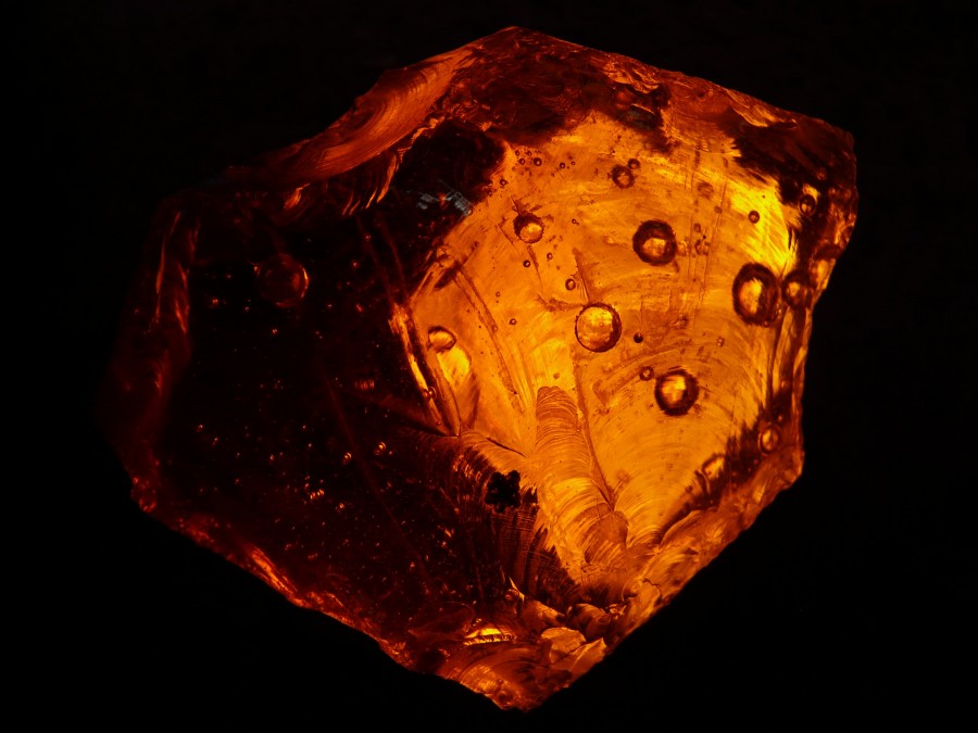 amber, crystal, rock, stone, black background, geology, mineral,