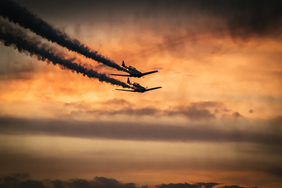 sunset, aircraft, airplanes, acrobatics, aerial, acrobatic, sky, somersault, extreme, risk, risky, bold,