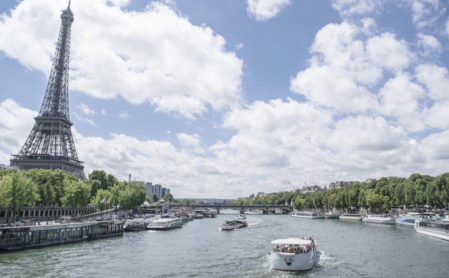 paris, river, sena, France, Europe, landscape, monument, Eiffel tower, ship, boat, sail, summer, boat, 
