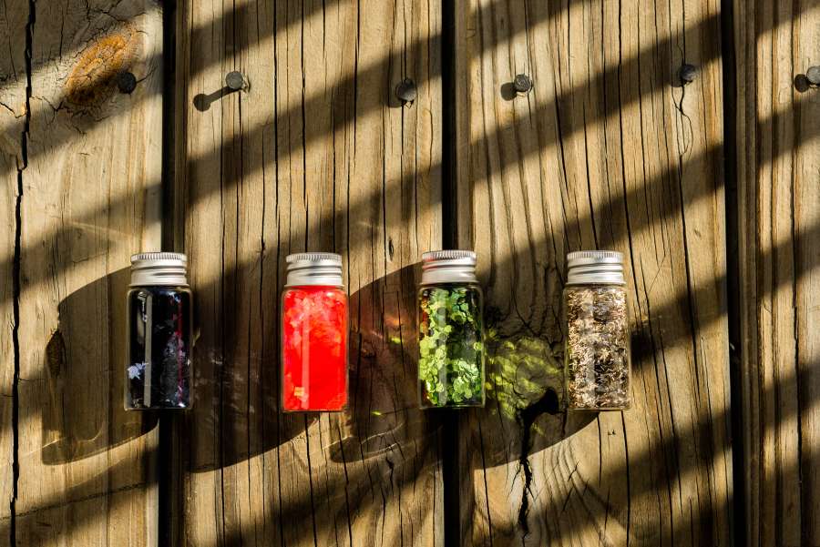 wallpaper hd, background, board, bottles, colors, containers, glass, nails, nailart, glitters, objects, spices, table, wooden table