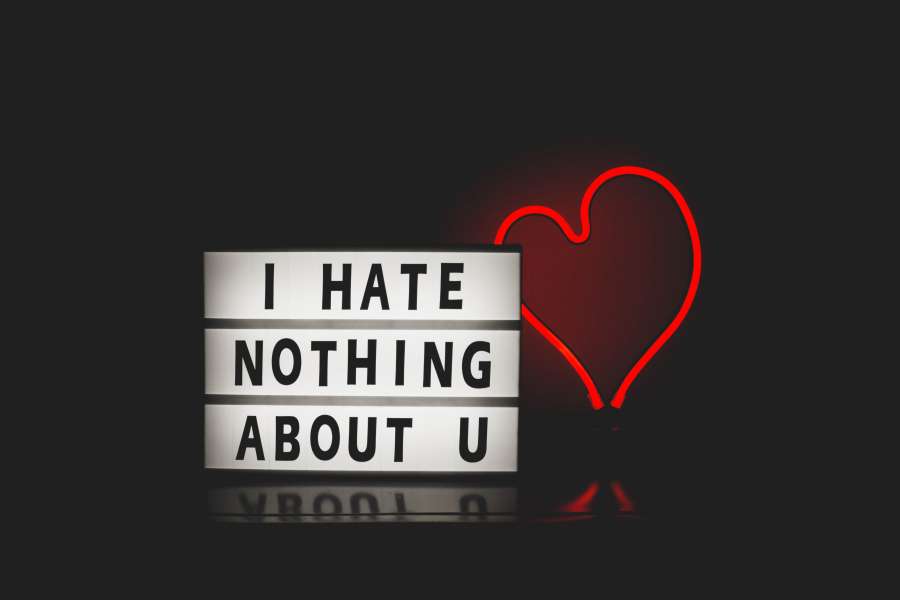 Valentines Day, Love, Heart, Neon, Type, Typography, Light, Romance, Romantic, Hate, Red, Message, broken heart, sad love, hate