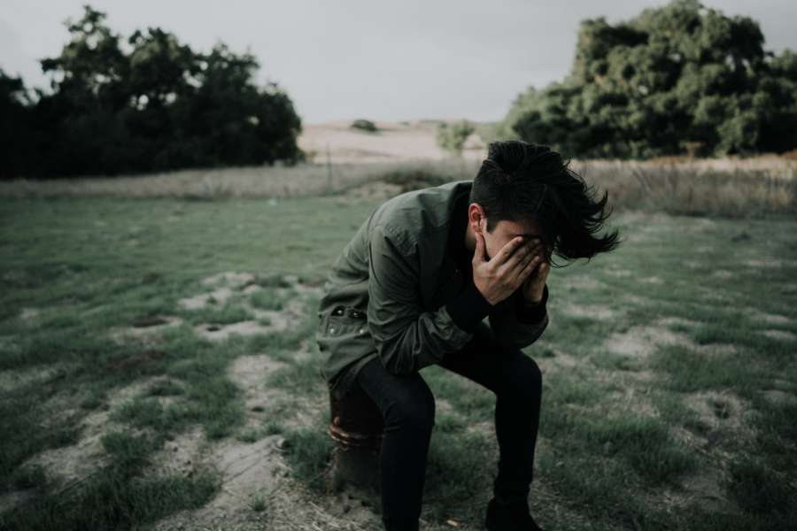 Nature, Bomber Jacket, Bomber, Menswear, Portrait, Wide, Vibe, Green, Moody, Sad, Face In Hand, broken heart, sad love