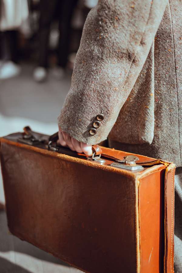 man, jacket, briefcase, suitcase, leather, winter, travel, traveling,
