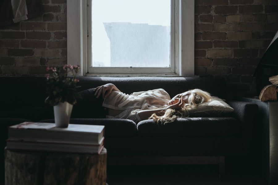 woman, sofa, young, 20 year old blonde, relax, interior, window, sleep, quiet, sleeping, concept, tired,
