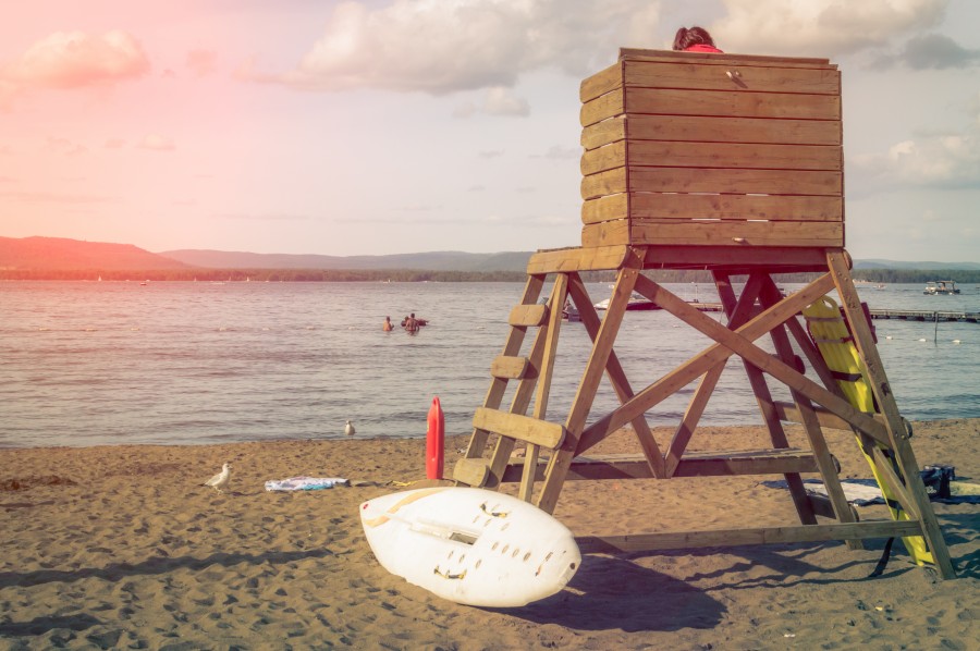 beach, lifeguard, surveillance, coast, summer, surf, table
