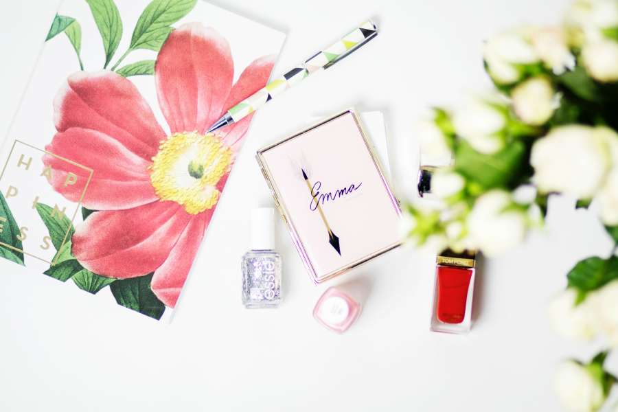 enamel, nails, Nail Polish,  Hapiness, Flatlay, Lifestyle,nEssie, Notebook, Girl Boss, Notepad, Emma, Pen, Pencil, Flower