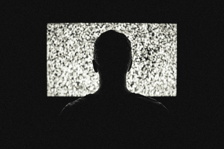 Man, hypnotize, control, tv, television, TV, screen, black and white, concept, technology, media, information,