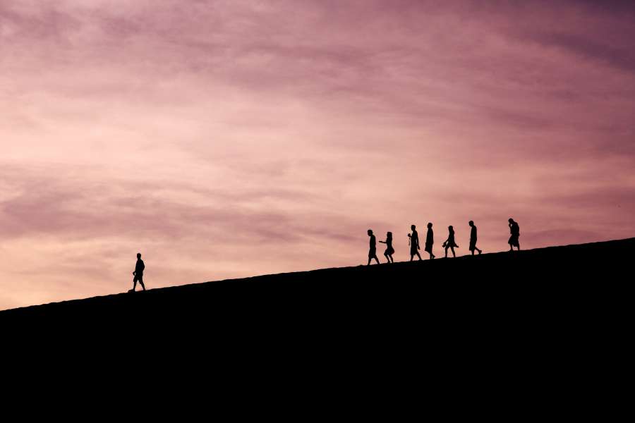 sunset, sky, silhouette, sunrise, sun, nature, landscape, industry, mountain, industrial, evening, background, people, dawn, energy