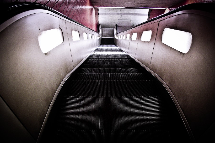subway, stairs, interior, transport, escalator