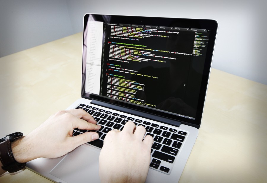 coding, business, working, macbook, laptop, computer, technology, programming, sublime text, software, PHP, laravel, code, hands, man, 