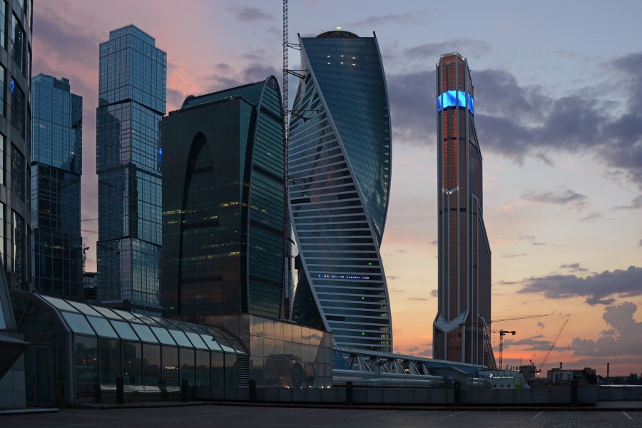 moscow, russia, asia, city, modern, architecture, sunset, cityscape,