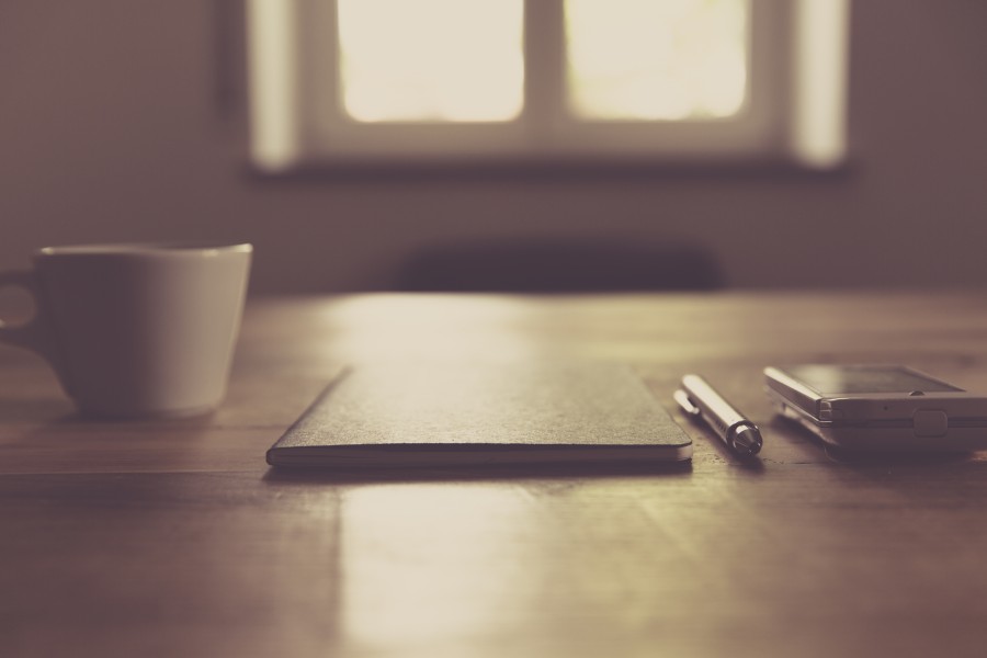 notepad, desk, coffee, cup, calendar, boligrafo, cellphone, pen, 