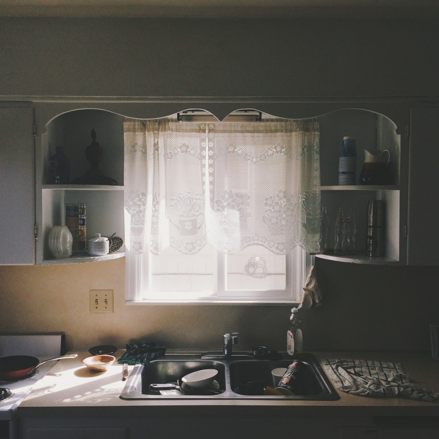 kitchen, interior, dirty, dishes, window, house, nobody, wash, sink,