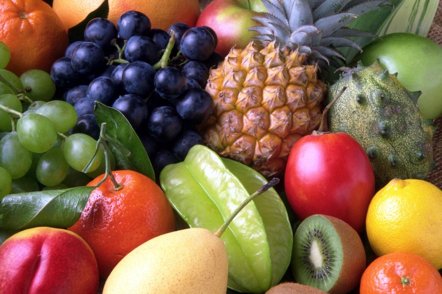 fruits, fruit, apple, grape, pineapple, orange, colorful, nobody, background, background,