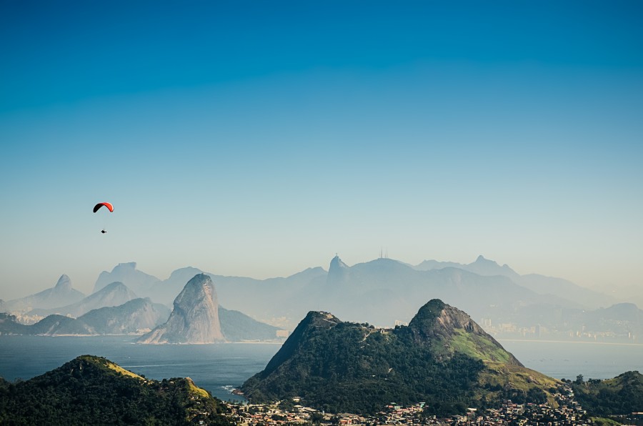 Rio De Janeiro, Capital, Day, Summer, Bahia, Guanabara, city, Landscape, South America, America, Latin, Brazil, Morro, Hang Glider, Sport, Latin America, 