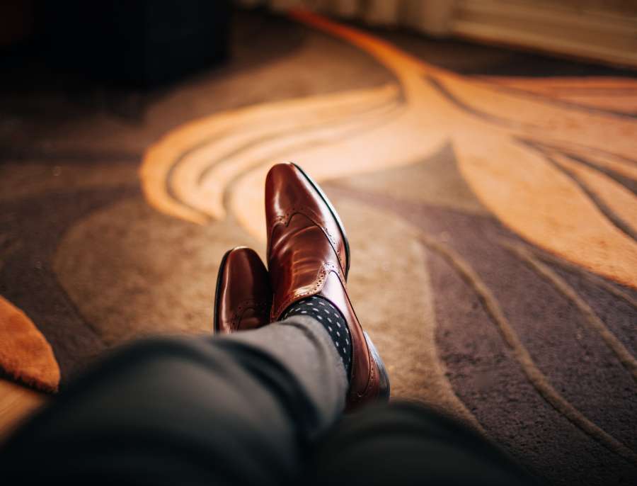 man, legs, shoes, leather, business, concept, elegant, bright, interior, wait, relax, wait, businessman, brown,